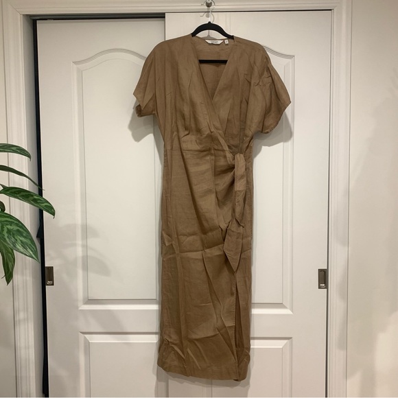 & Other Stories Linen Midi Wrap Dress - Picture 2 of 5